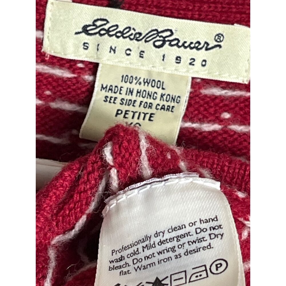 Eddie Bauer Wool Vest Fairisle Knit Red Vtg Heritage Equestrian Academia Wom XS - Picture 2 of 12